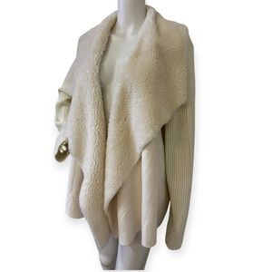 Ivory Sherpa Draped Cardigan Sweater